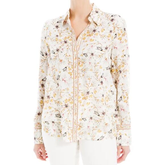 Max Studio Floral Long Sleeve Button Up Blouse Size Large (030) - Picture 2 of 12